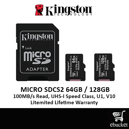 Kingston Canvas Select Plus 100R Micro SD (SDCS2) Class 10 Memory Card