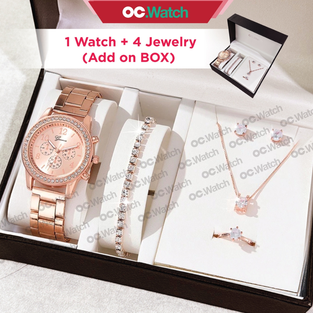 OCwatch Jam Tangan Wanita Perempuan Diamond Berlian Set Fashion