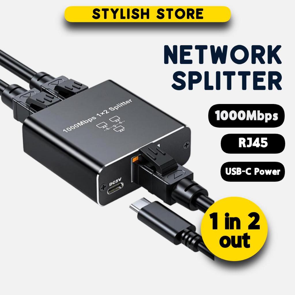 1000Mbps Gigabit Ethernet Hub Adapter 1 In 2 Out Network Splitter RJ45 ...