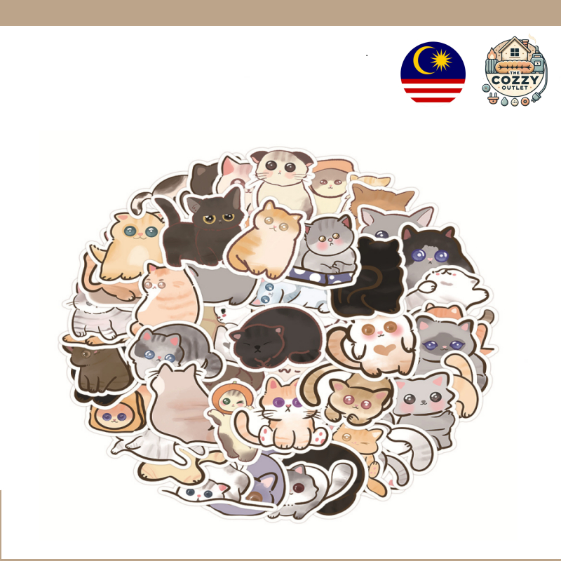 Cute Cartoon Cat and Kitten Die-Cut Sticker Pack for Multipurpose ...