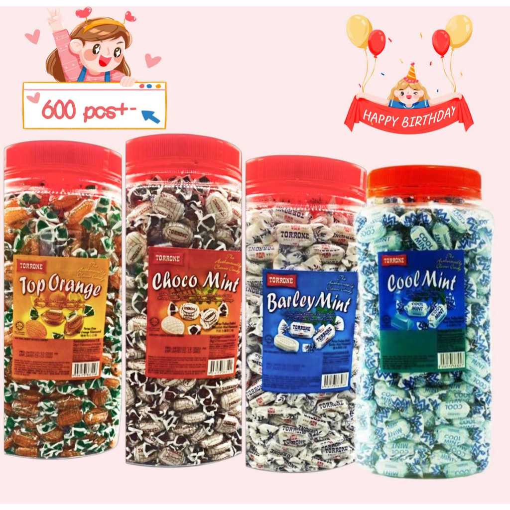 TORRONE CLASSIC CANDY JAR 450PCS / BARLEY MINT / ORANGE / CHOCO MINT ...