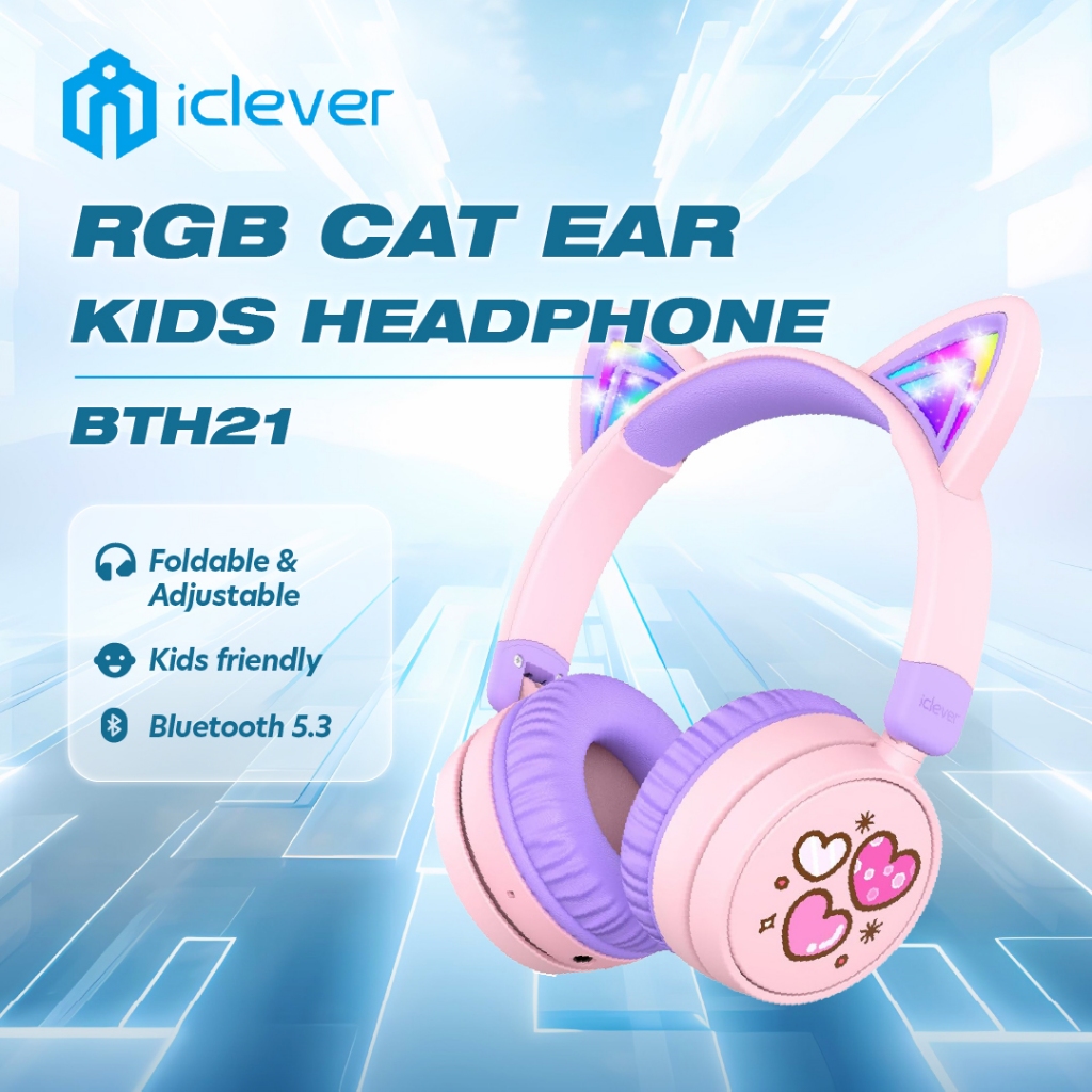 iClever Kids Bluetooth Headphones, BTH21 Cat Ear Wireless Kids