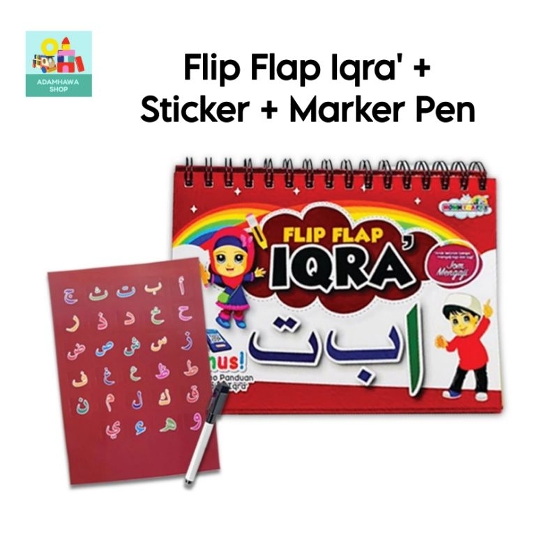 Adamhawa Flip Flap Iqra + Sticker + Marker Pen | Study the Koran | Alif ...