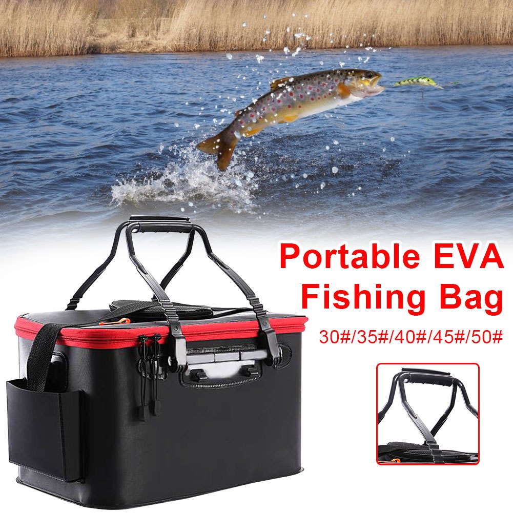 Portable Fishing Bag Collapsible Fishing Bucket Live Fish Box Camping ...