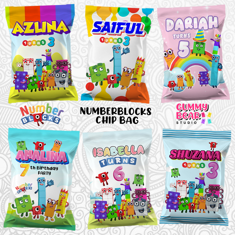 Siap 2 Hari NumberBlocks Chip Bag / NumberBlocks Goodies Bag ...