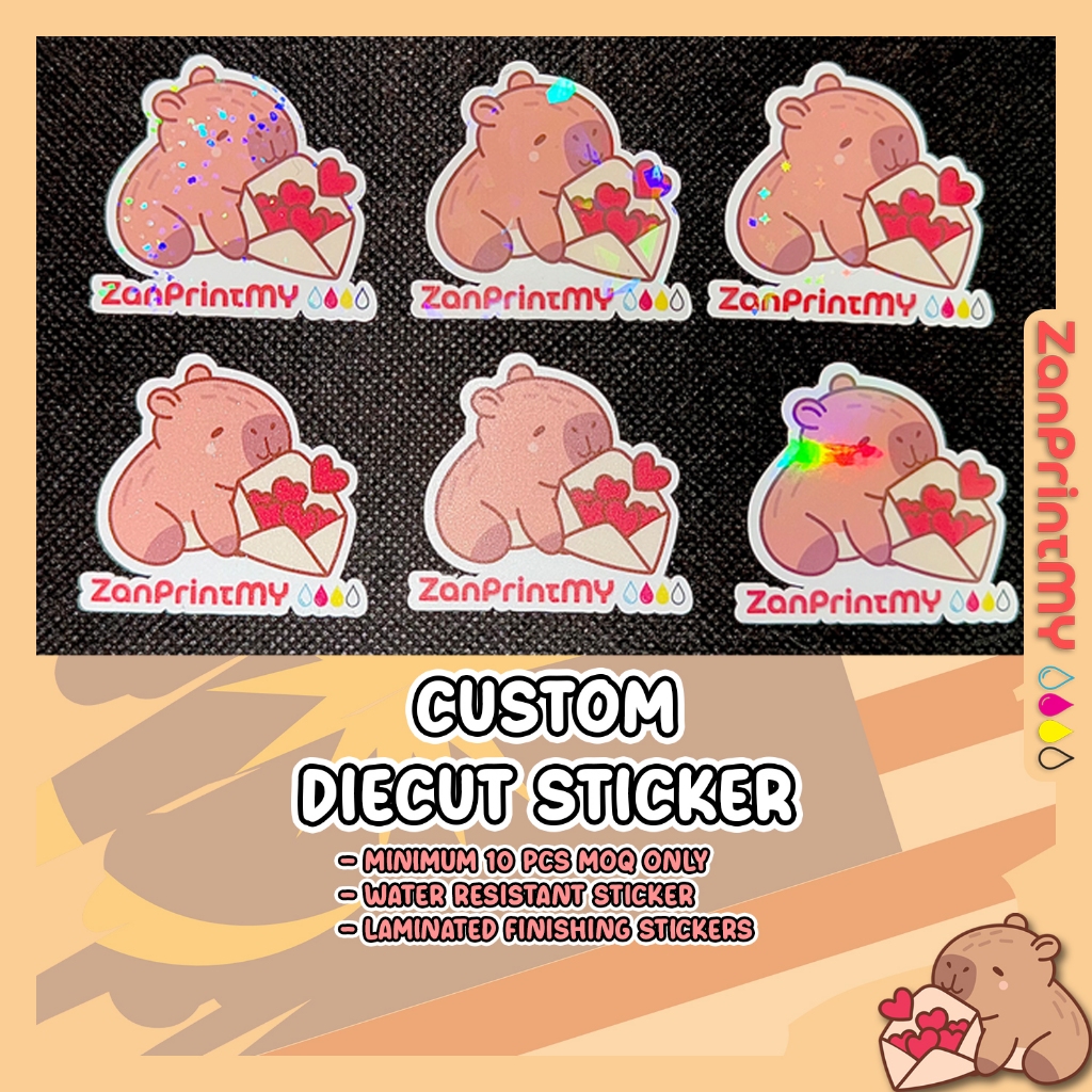 Customised Die Cut Laminated Stickers | Glitter, Matte, Broken Glass ...