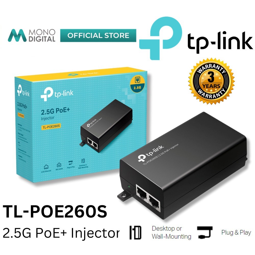 TP-LINK TL-POE260S 2.5 POE+ INJECTOR WITH PLUG & PLAY INSTALLATION ...