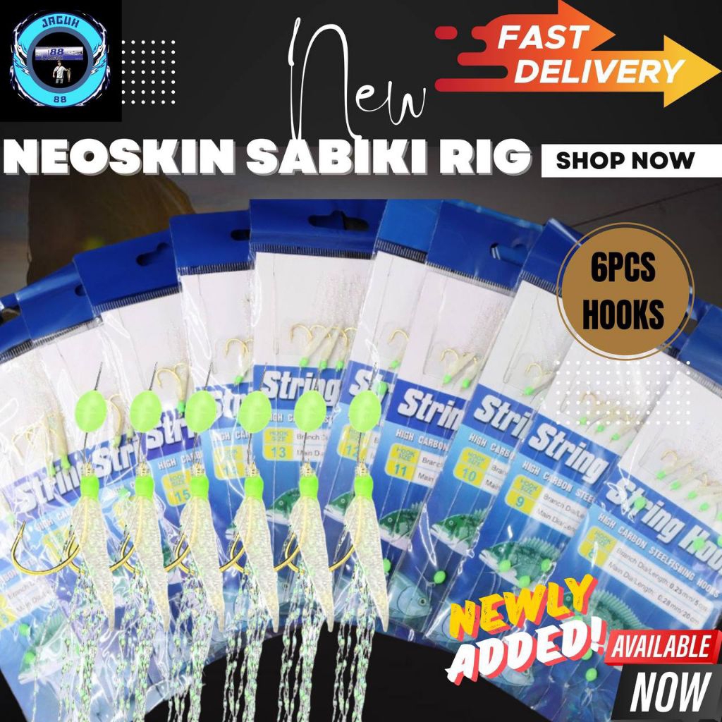 【NEOSKIN】6PCS HOOK Luminious Sabiki Rig Apollo Hook String Fishing Lure ...