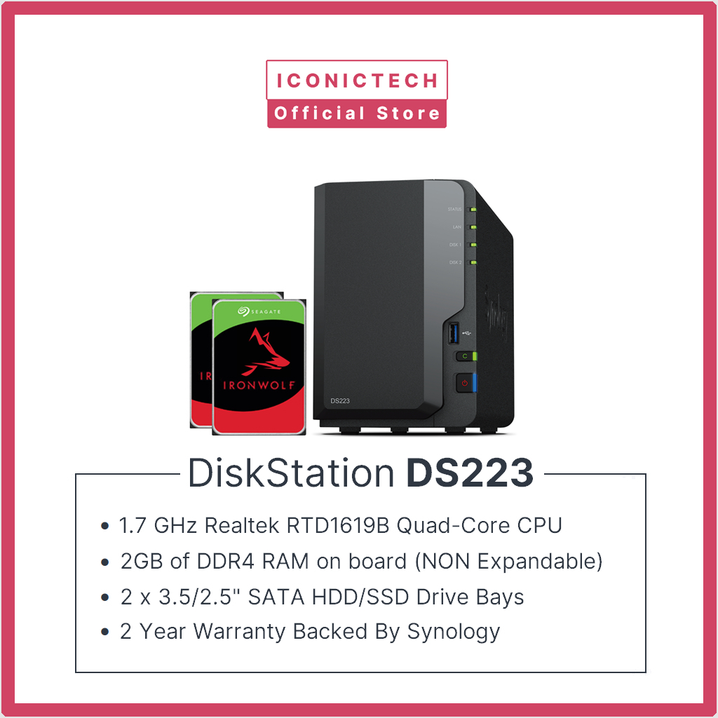 Synology DS223 2-Bay DiskStation Ironwolf Nas Enclosure Kits | Shopee ...
