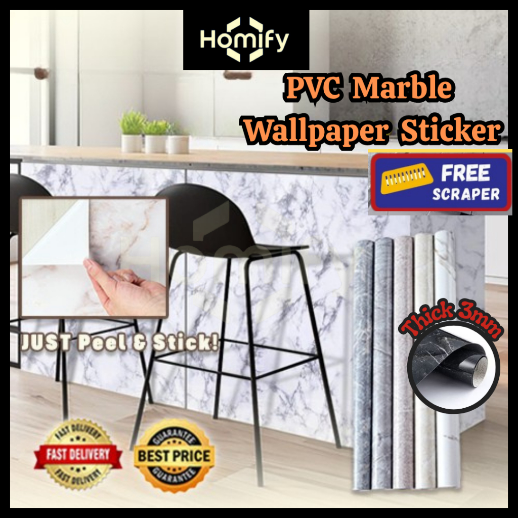 Large Self Adhesive Gorgeous Marble Waterproof Wallpaper Sticker ...
