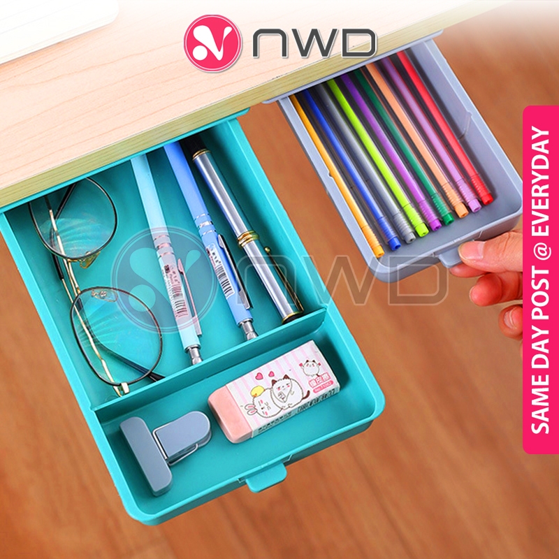 INVISIBLE ORDER 》 Under Desk Hidden Drawer Storage Box Organizer Meja ...