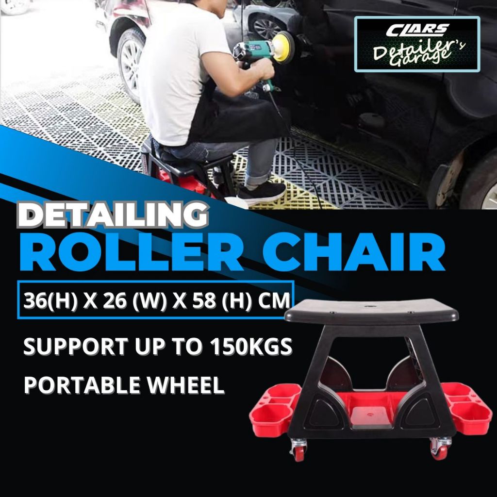 Clars Heavy Duty Detailing Chair Stool with Wheel / For Auto Detailing ...