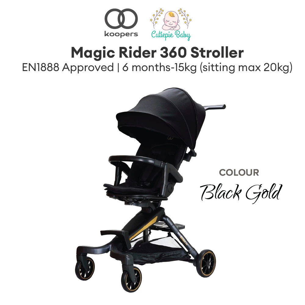Koopers Magic Rider 360 Stroller - Black Gold | 6 months-15kg (sitting ...