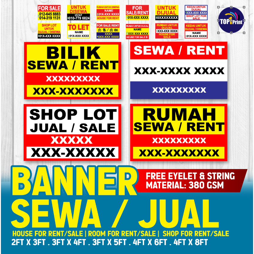 Property Banner, Banner Printing, House For or Rent / Shop For or Rent ...