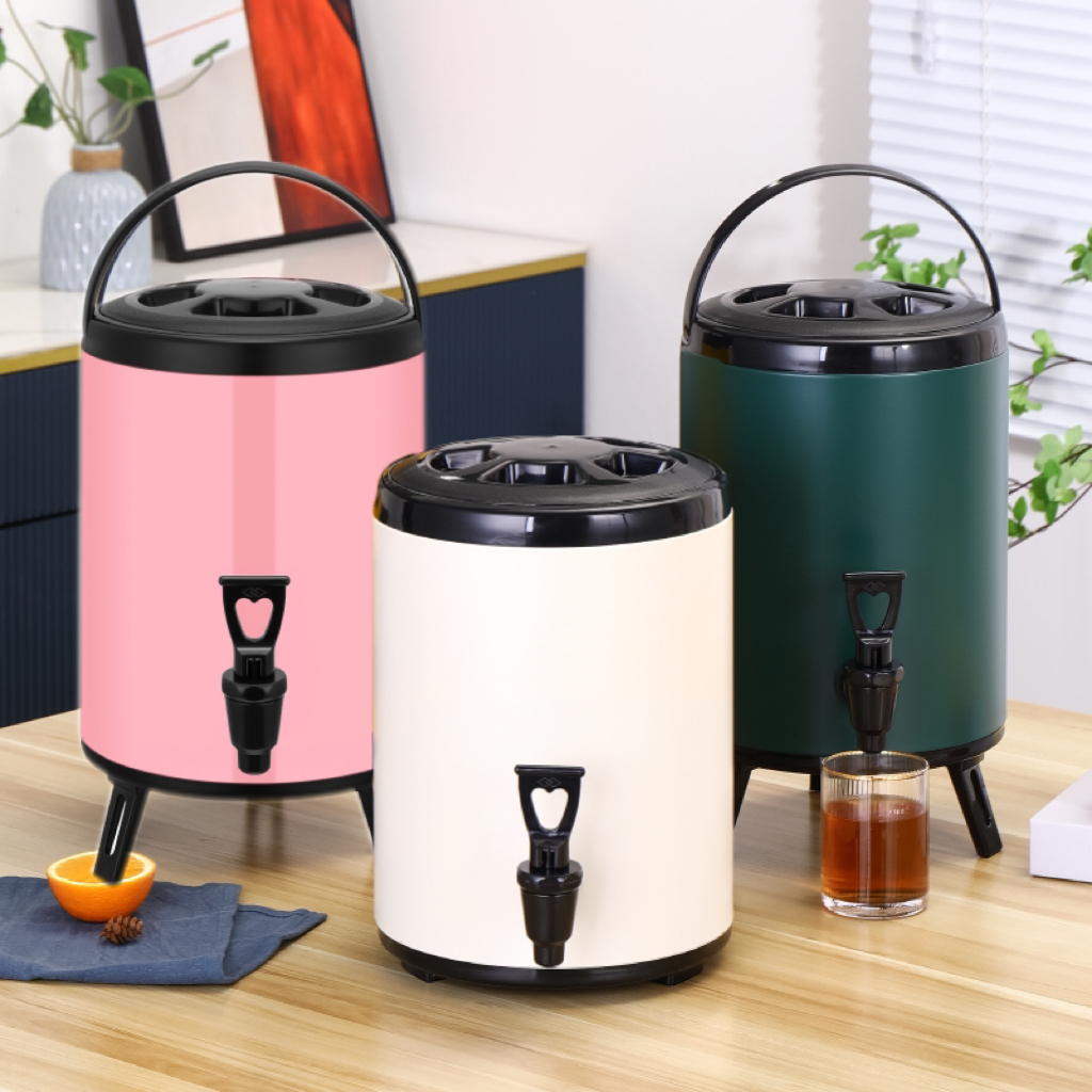 6L/8L/10L/12L Stainless Steel Milk Tea Bucket & Hot and Cold Water ...