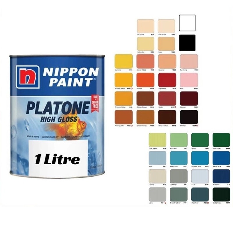 MKR 1L Nippon Paint Platone High Gloss Wood & Metal Paint Cat Kayu ...