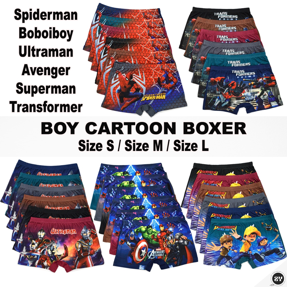 ZY 3PCS Pack Kids Boy Cartoon Boxer Boboiboy/Spiderman/Transformers ...
