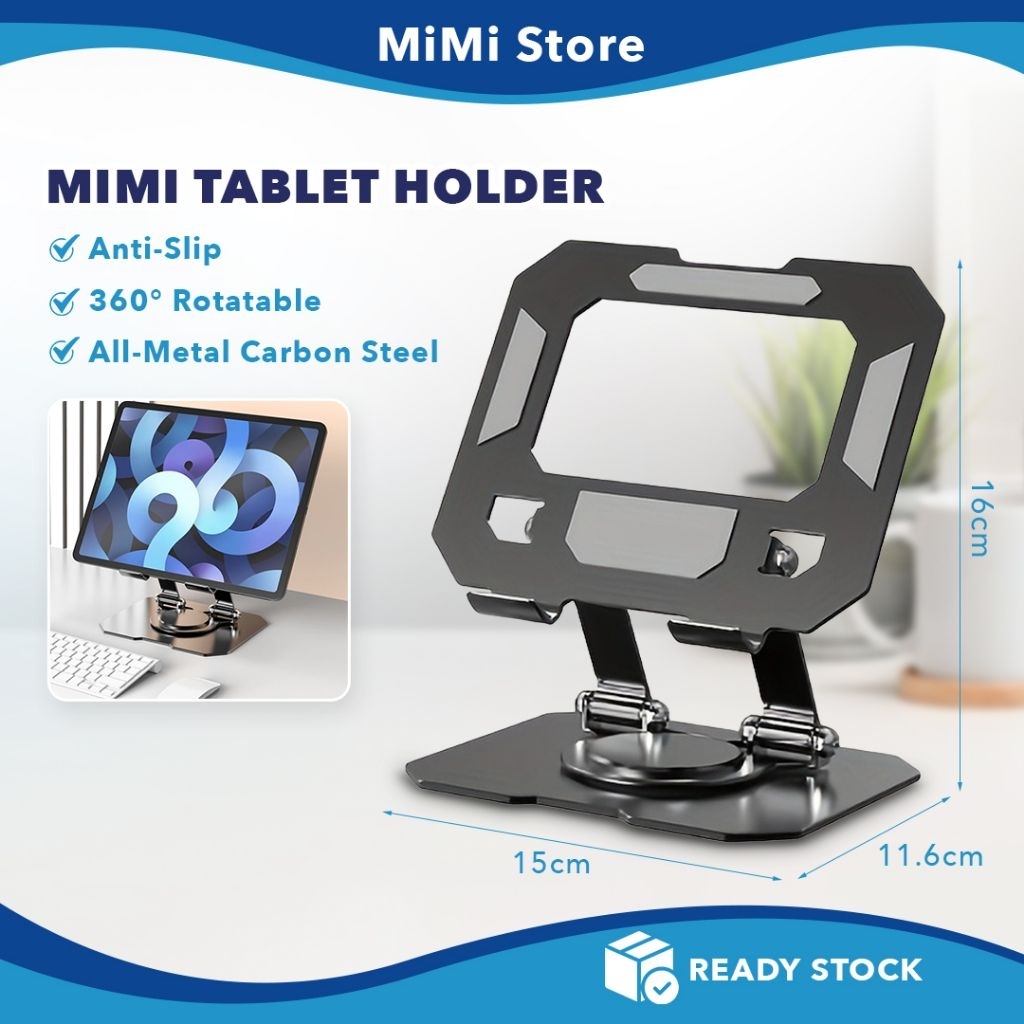 MiMi 360 Rotatable Phone Tablet Stand Adjustable Metal Foldable Desktop ...