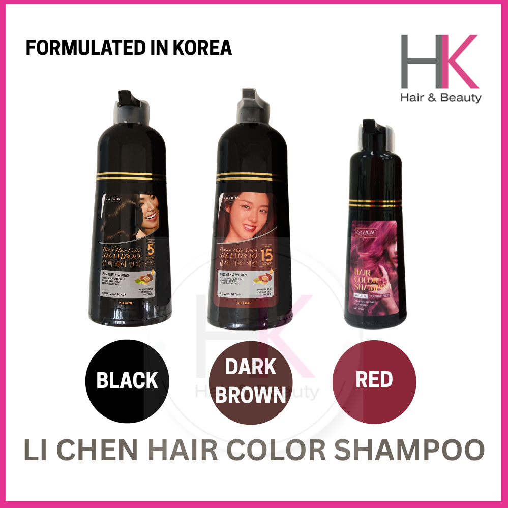 LI CHEN LICHEN HAIR COLOR SHAMPOO 400ML NATURAL BLACK / DARK BROWN ...