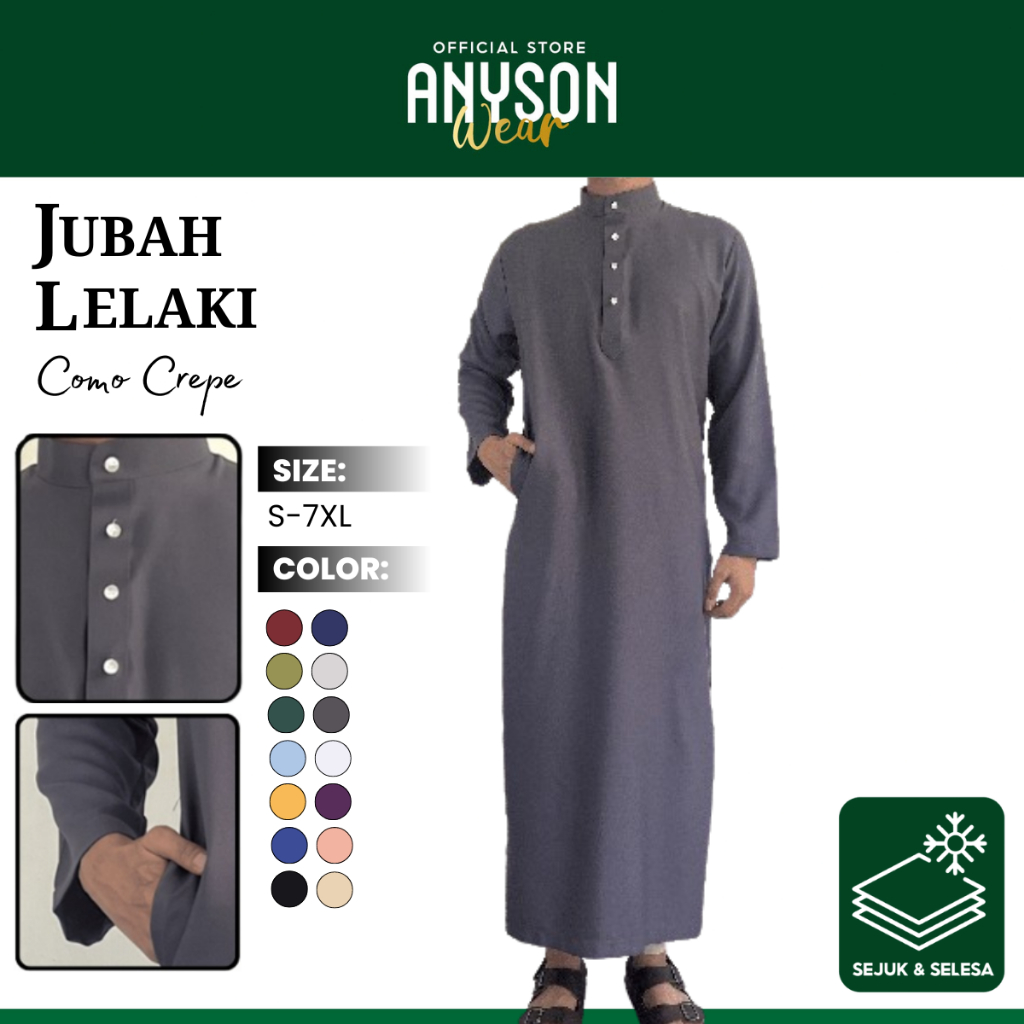 Anyson WEAR Robe for Adult Muslim Men 7XL Plus Size Various Colors Prayer Friday Hari Raya Robe Shopee Singapore