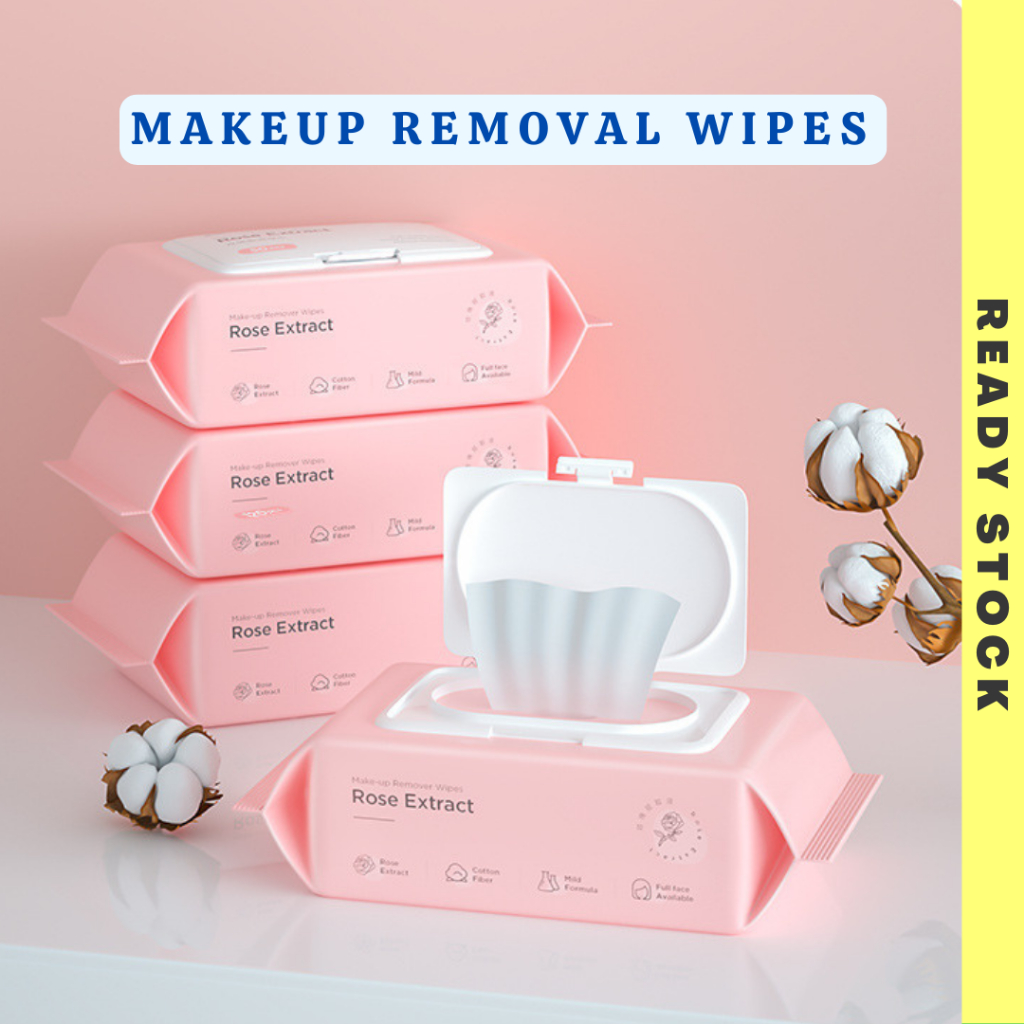 120pcs Pure Cotton Rose Extract Makeup Remover Wet Wipes Deep Cleansing ...