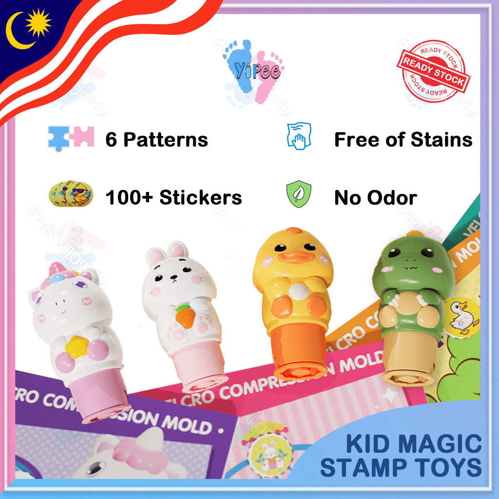 Waterproof Traceless Kids Magic Stamp Cartoon Seal Stickers Stiker ...