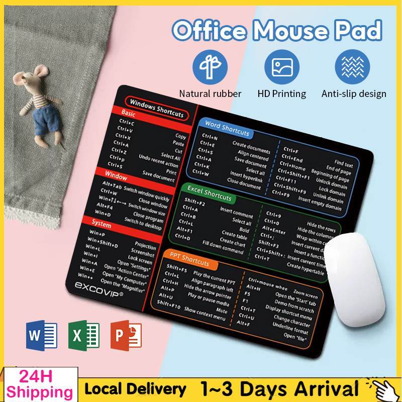 Simple English Office Shortcut Keyboard Mouse Pad Anti-slip Smooth ...