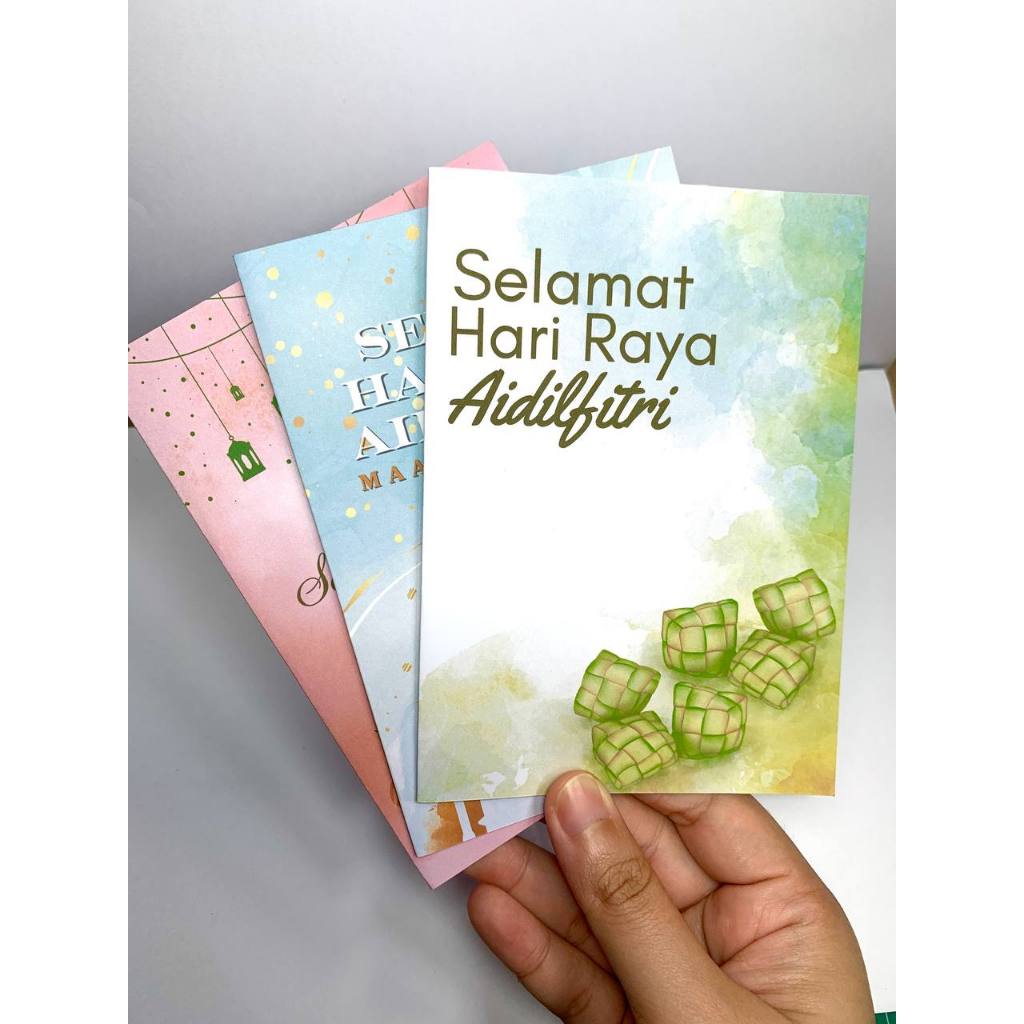 Design 2025 Kad Raya 3pcs/6pcs Tema Watercolour (envelope included ...