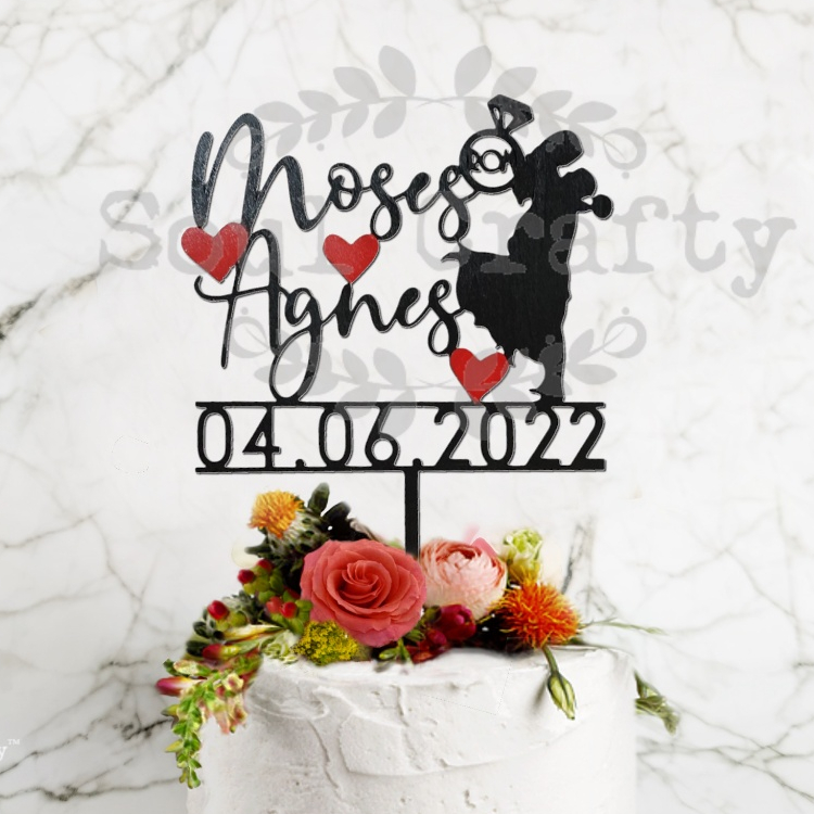 Personalized wedding couple cake topper, wedding topper kek, customized ...