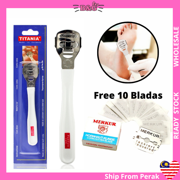 Titania Pedicure Foot File Callus Remover Shaver Razor +10Blades Feet ...