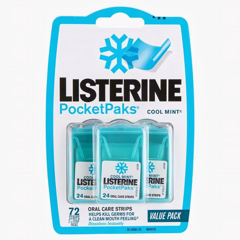 Listerine Pocketpaks Cool Mint Oral Care Strips Value Pack 72 Strips ...