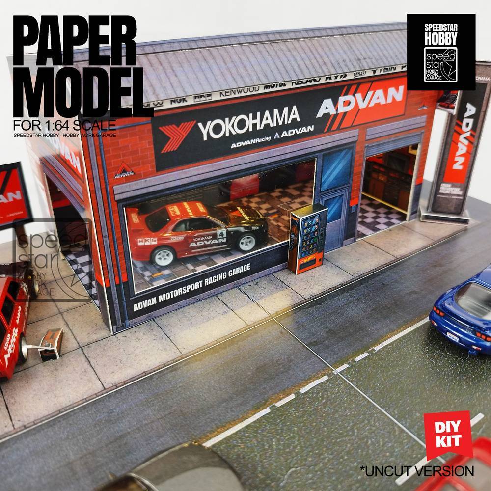 1:64 Advan Motorsport Garage Base B1 - Diorama Paper Model Speedstar ...