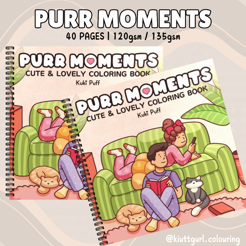 PURR MOMENTS By Kuki Puff Colouring books 40pages | Shopee Singapore
