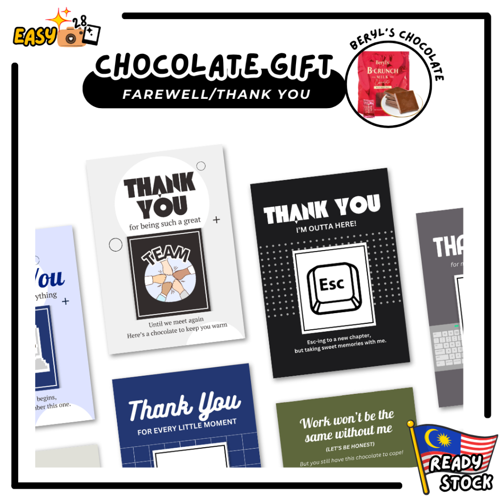 Resign Farewell 1Pcs Chocolate Card for Colleague Beryl's Thank You ...