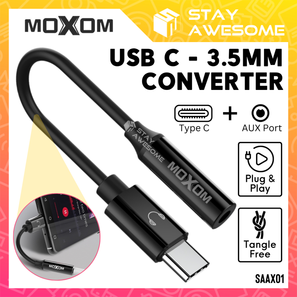 MOXOM Audio Adapter Type C To 3.5mm Converter Gaming USB C Earphone ...