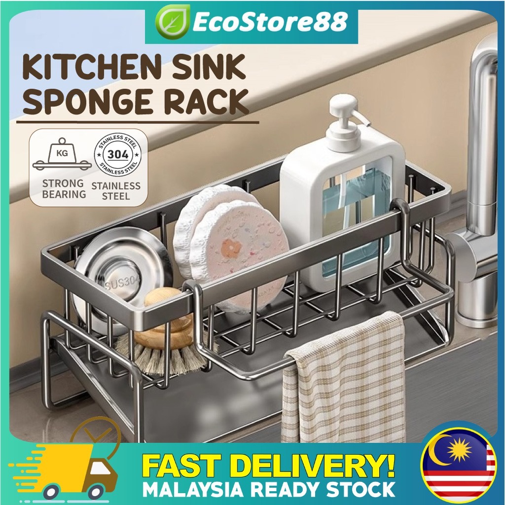 Sponge Holder Kitchen Storage Sponge Rack Sink Cloth Hanger Organizer ...