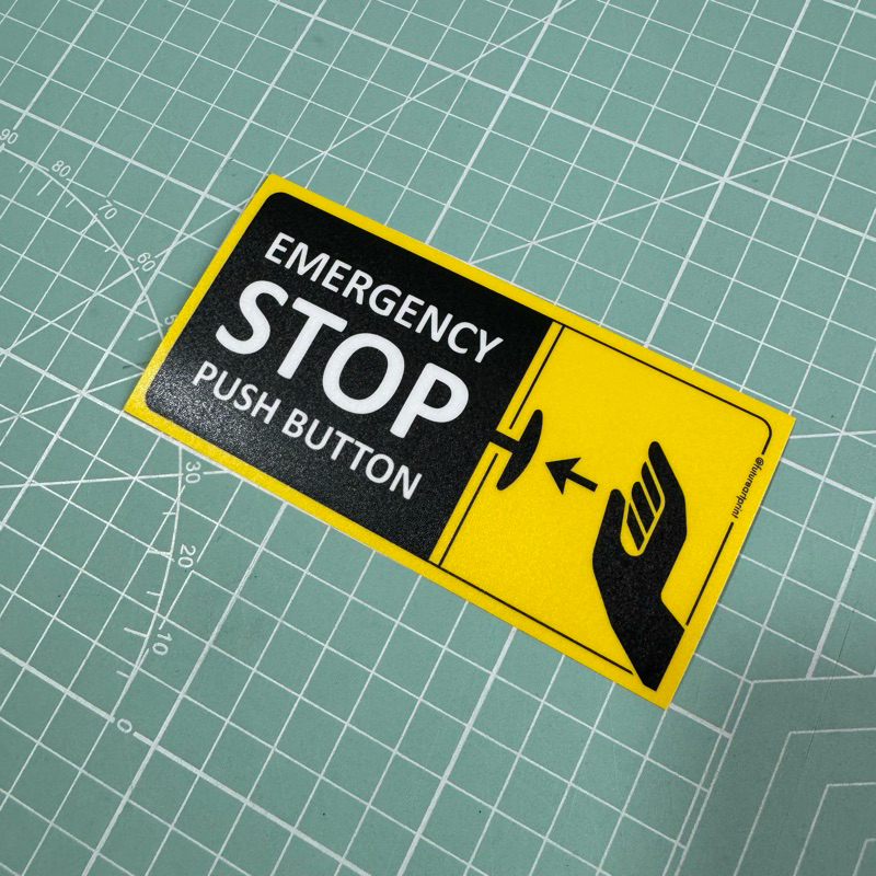 Emergency Stop Push Button. Premium Sticker Sign Signage Label Safety ...