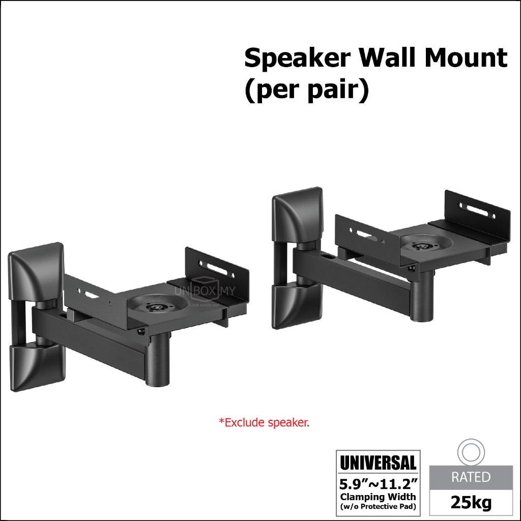 Flexible Speaker Wall Mount Adjustable Tilt Swivel Rotate Side Clamp ...
