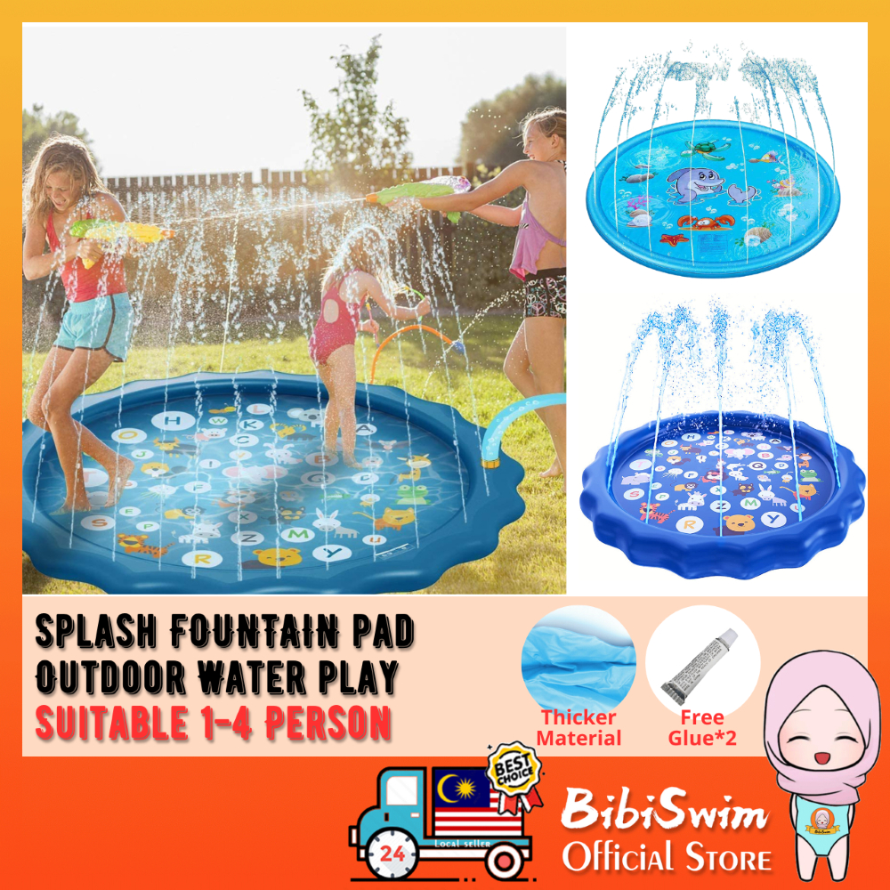 BIBISWIM Kids Water Splash Spray Mat Sprinkle Fountain Pad Sprinkler ...
