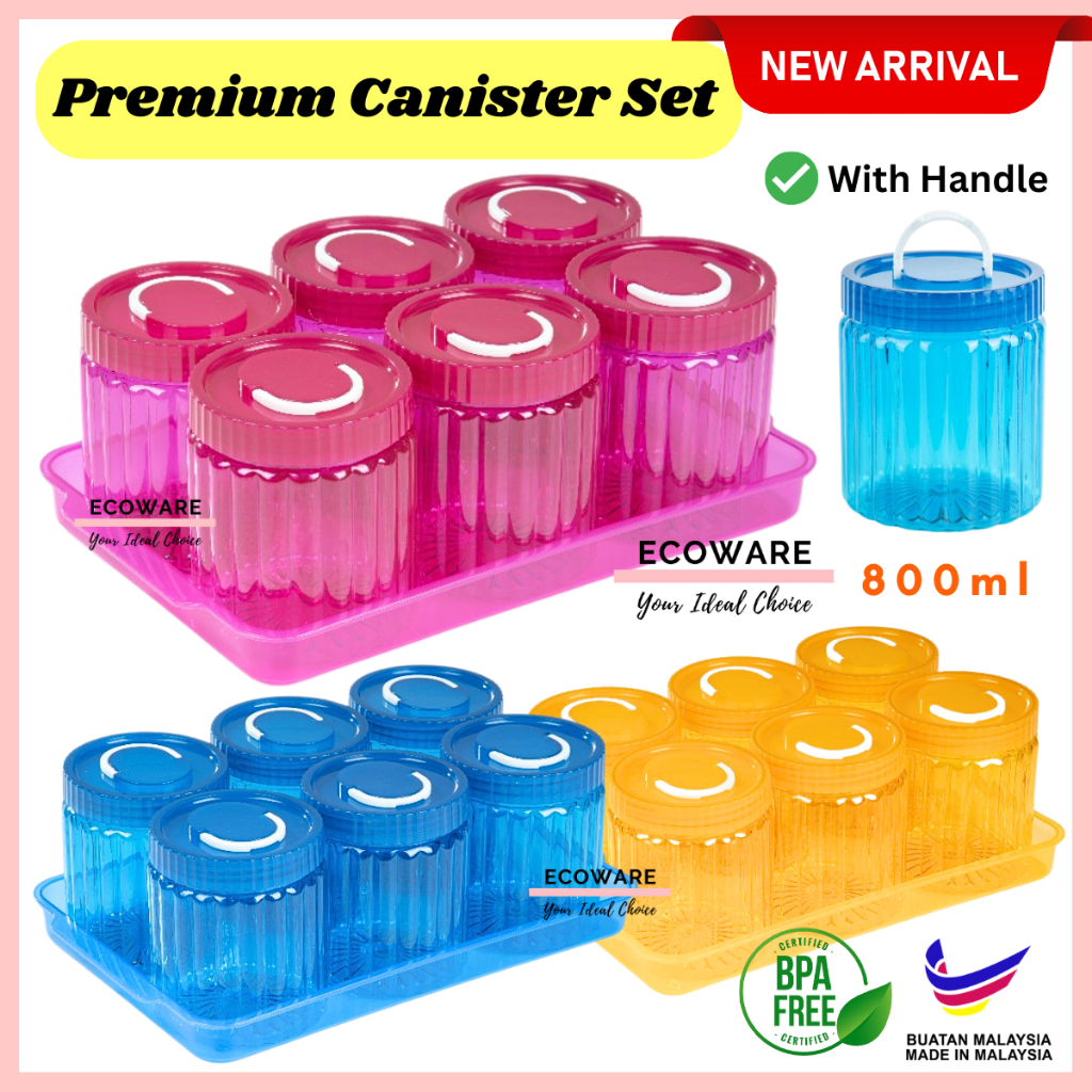 ECOWARE 6pcs Set Bekas Kuih Raya Set With Handle /Cookies Container Set ...