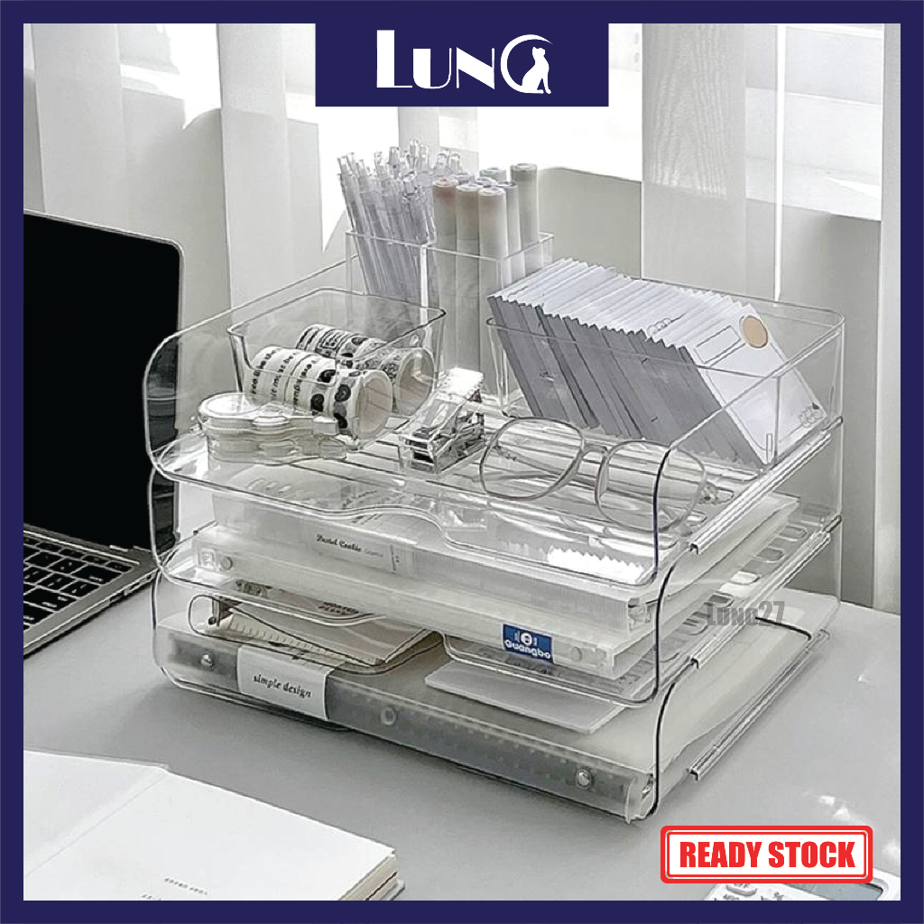 Stackable Storage Box Desktop Organizer A4 Paper Books Documents ...