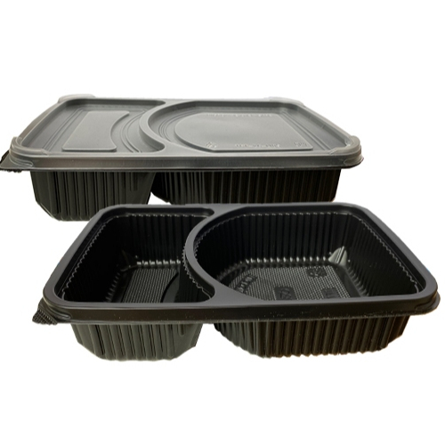 2 Compartment Tapau Lunch Box & Lids Disposable PP Food Bento Kotak ...