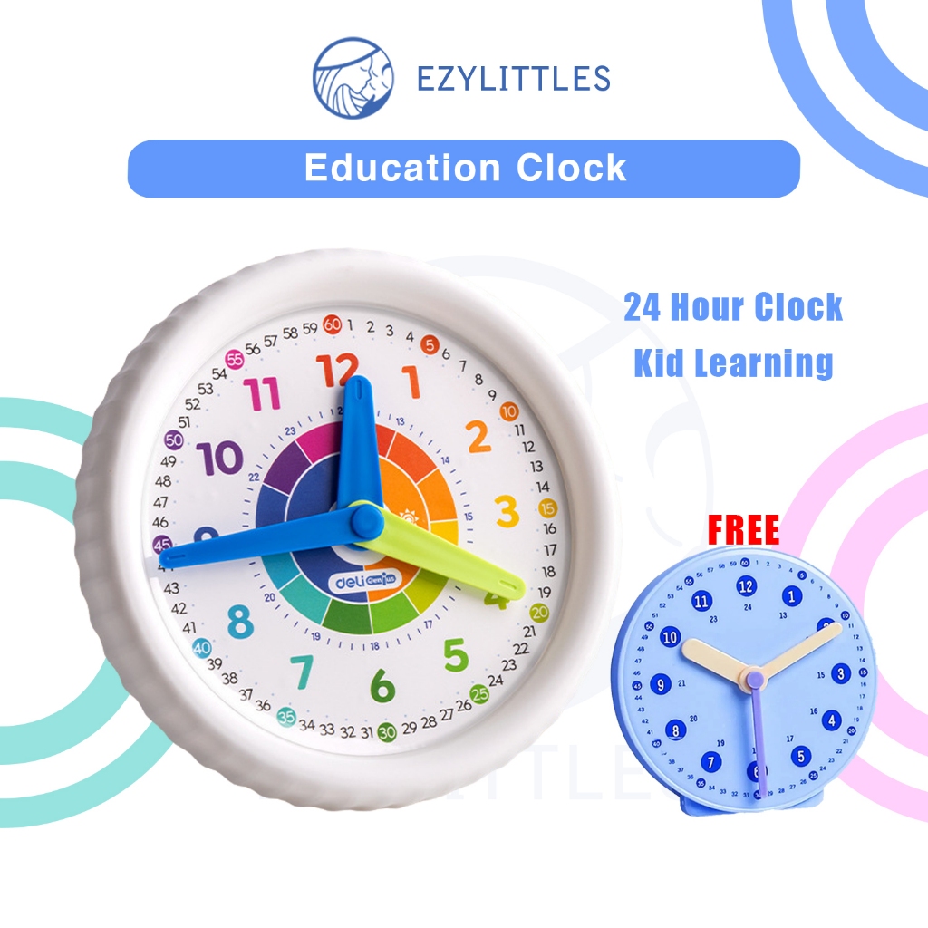 EZYLITTLES Kid Learning Clock 24 Hour Time Teaching Educational Desk ...