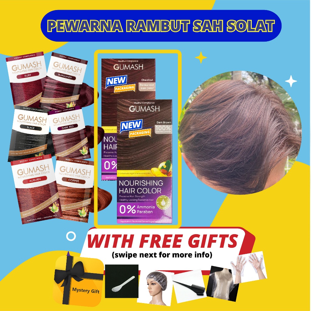 GUMASH HAIR COLOR Sah Wudhu/Solat/Mandi Wajib Hair Color Hair Dye ...