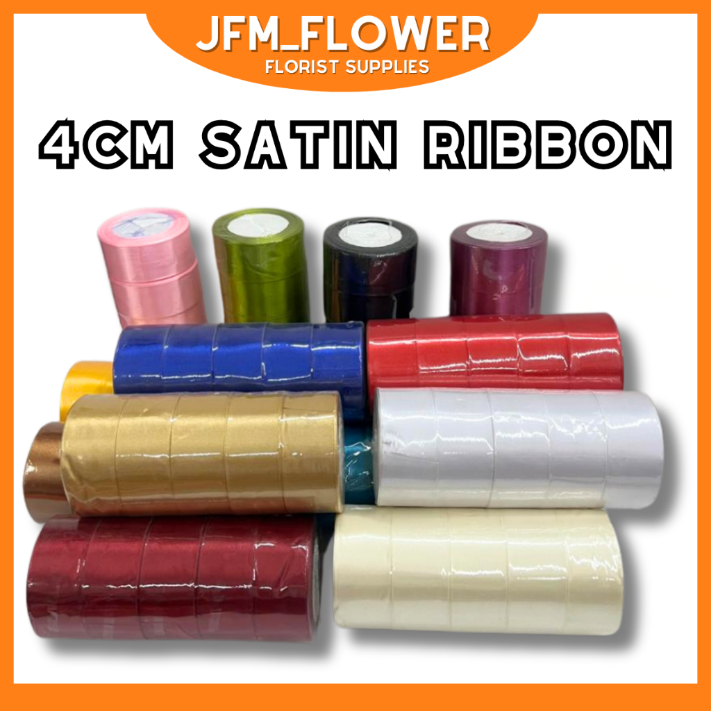 4CM x 25YDS Satin Ribbon / Riben Hiasan / Organza Flower Bouquet Roll ...