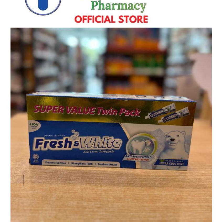 Fresh & White Toothpaste Twin Pack Extra Cool Mint 225g x2 | Shopee ...