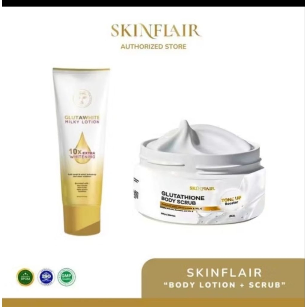 SKINFLAIR GLUTAWHITE MILKY LOTION & GLUTATHIONE BODY SCRUB BODY SCRUB  EXFOLIATING BODY EXFOLIATING SCRUB