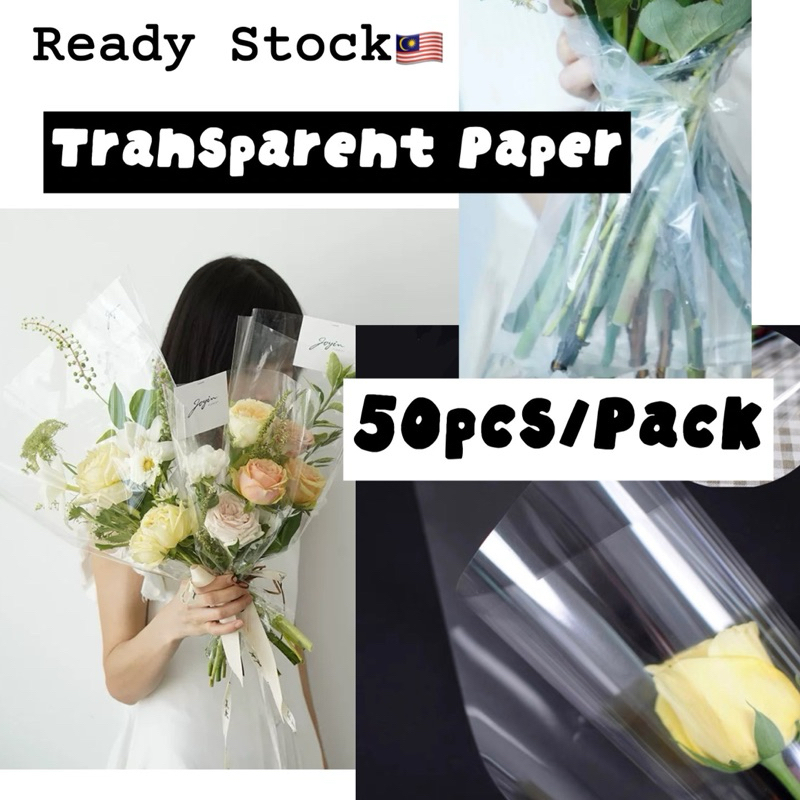 S ️50pcs Transparent Paper Wrapping Paper OPP Plastic Pokadots ...