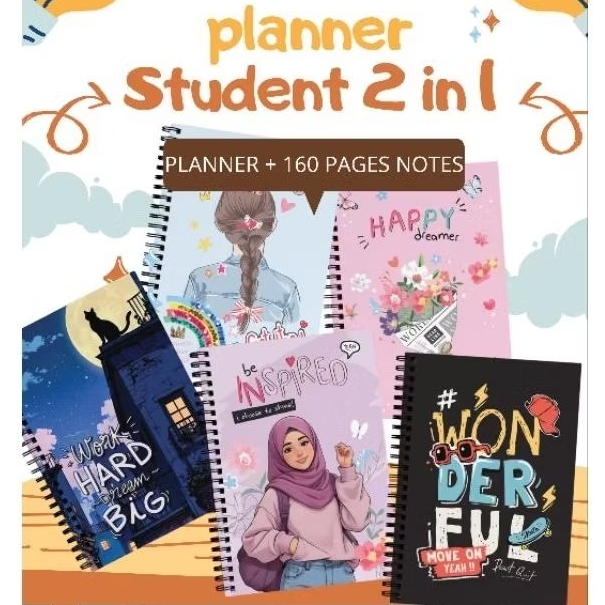 Planner Student 2 in 1 Diary 2025 2026 Notebook Planner Book Aesthetic ...