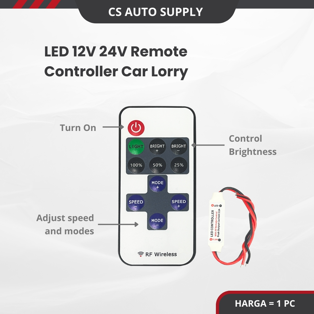 LED 12V 24V Controller + Remote Marker Light Brightness Speed Modes ...